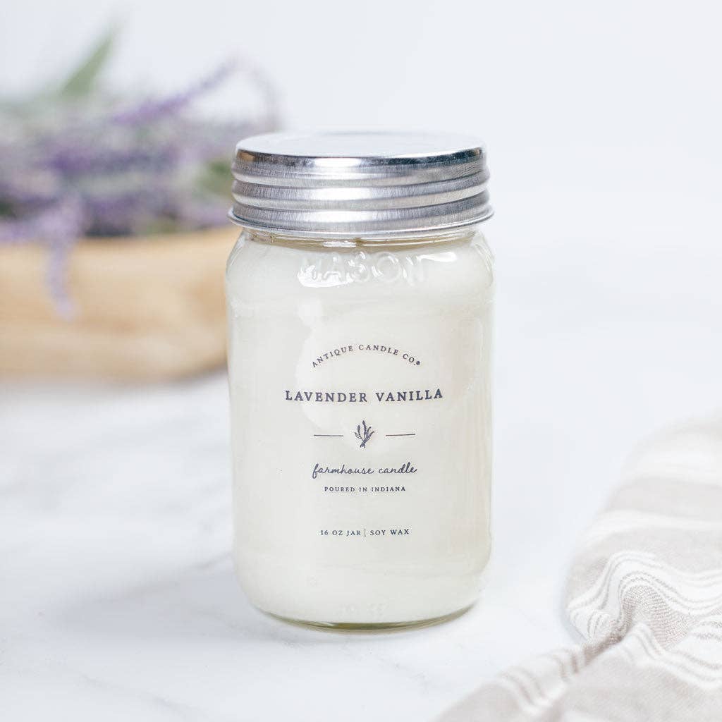 Antique Candle Co.® - Soy Wax Mason Jar Candle - Lavender Vanilla - 8 oz