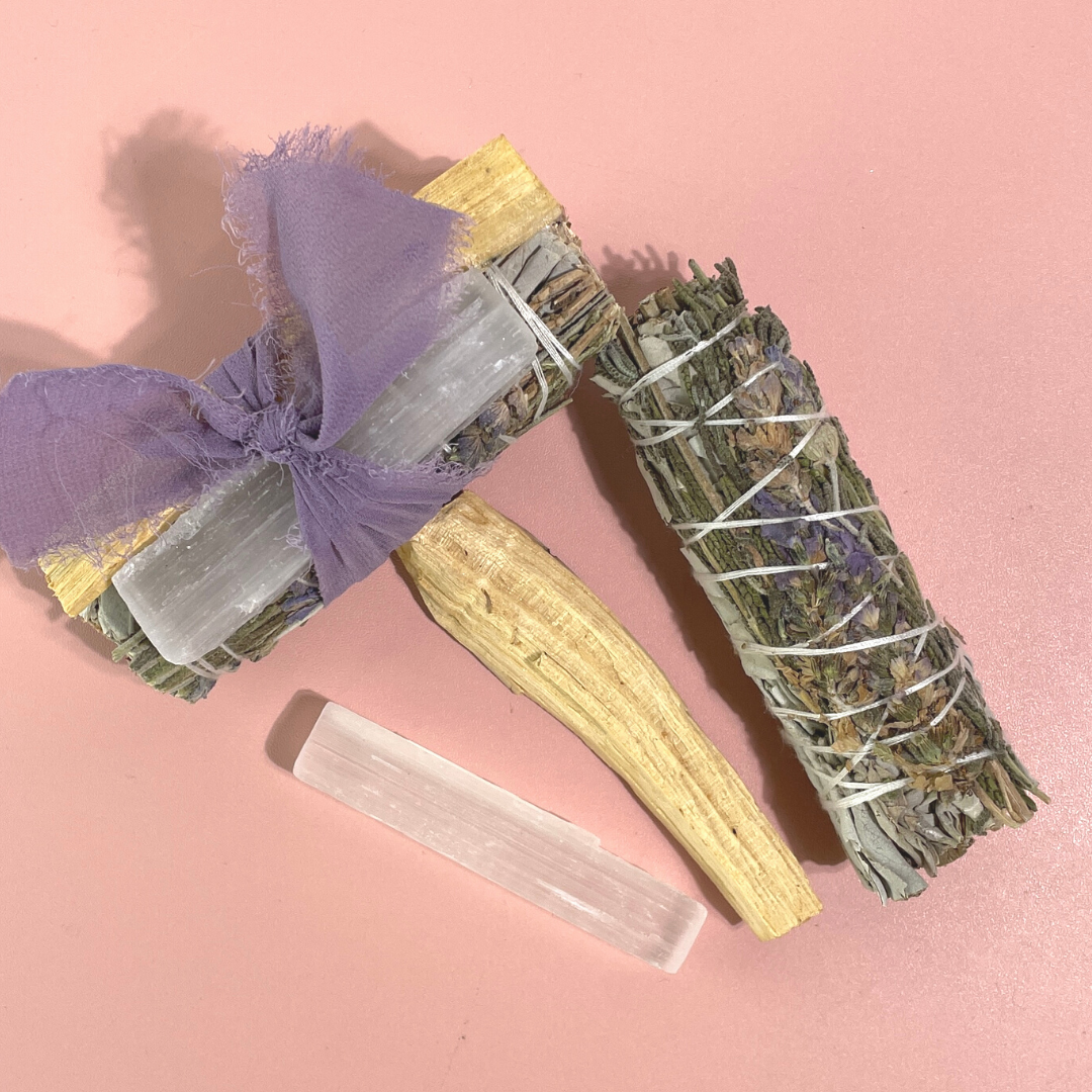 Sow the Magic - Lavender + White Sage Protection Bundle with Selenite + Palo