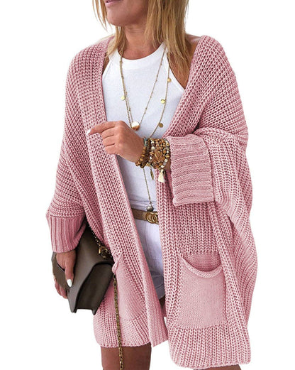 Pretty Bash - Oversized Open Front Sweater Cardigan - Pink