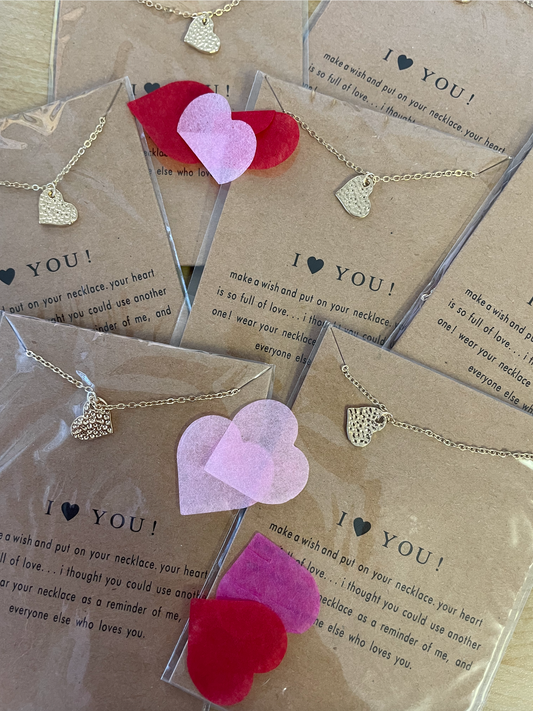 Kate Tuesday Jewelry - I Love You Gold Necklace on Card