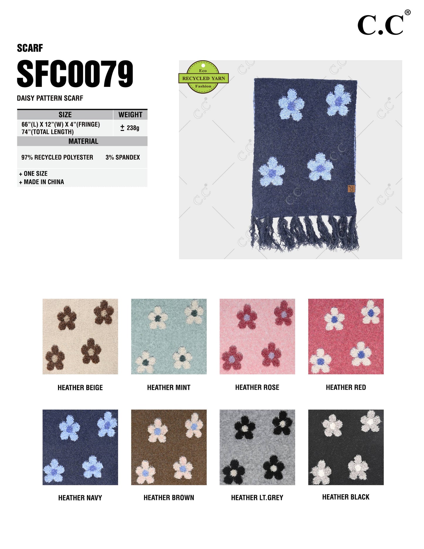 Hana - C.C Daisy Pattern Scarf