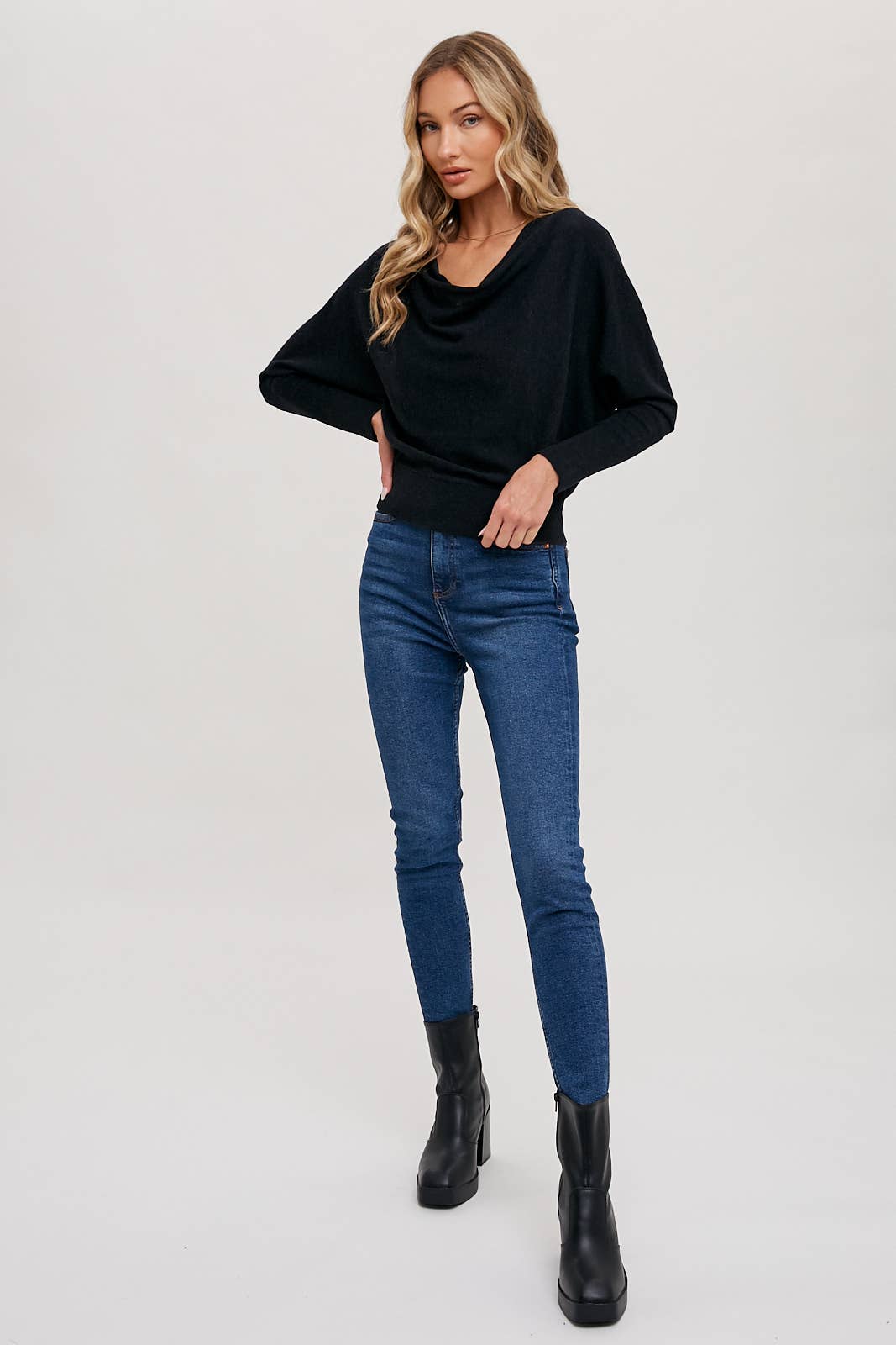 Bluivy - Cowlneck Dolman Knit Pullover