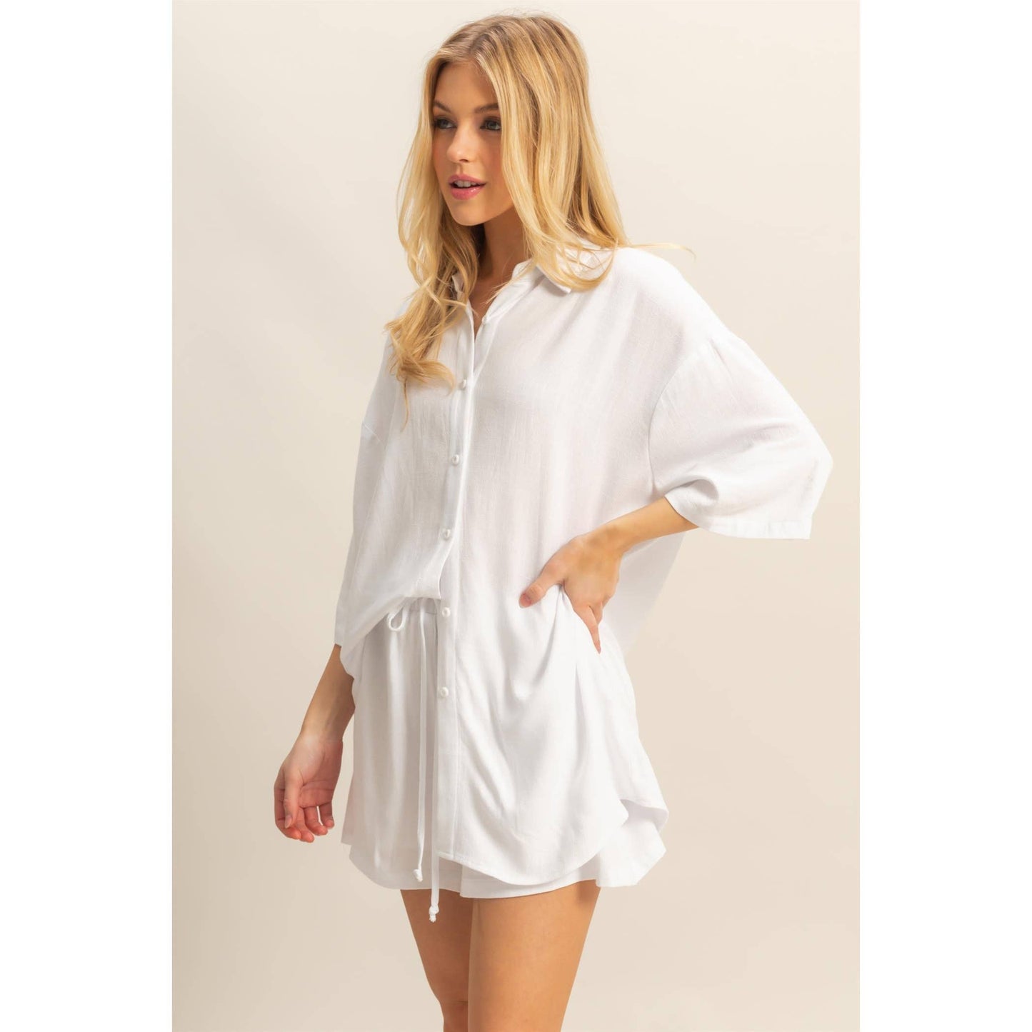 HYFVE - HF25C820-SET-Rayon Linen Shirt And Shorts Set