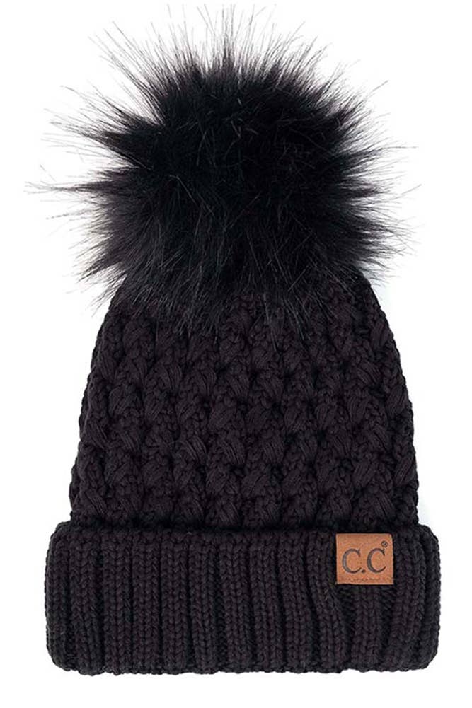 Hana - C.C Lattice Crossover Stitch Beanie Winter Hat