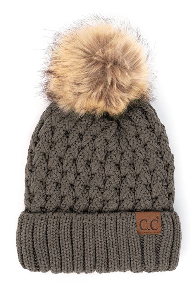 Hana - C.C Lattice Crossover Stitch Beanie Winter Hat
