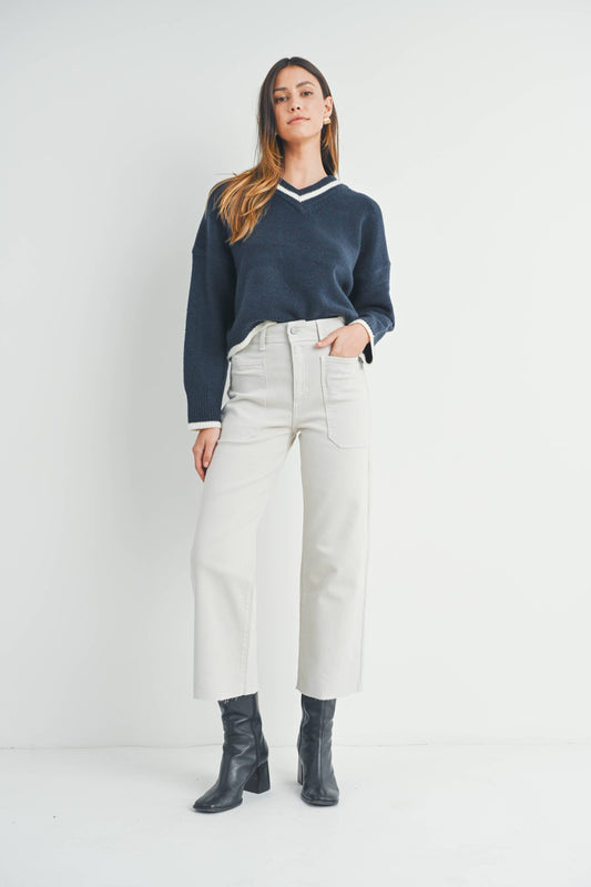 Just Black Denim - High Rise Utility Wide Leg - Sea Salt