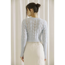 STORIA - Monochromatic Light Cable Knit Cardi - Baby Blue
