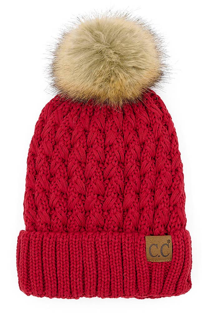 Hana - C.C Lattice Crossover Stitch Beanie Winter Hat