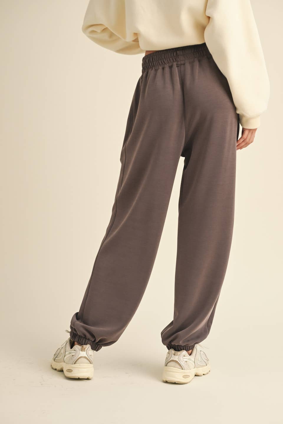 KIMBERLY C - Super Soft Air Scuba Low Rise Jogger Pants - Taupe