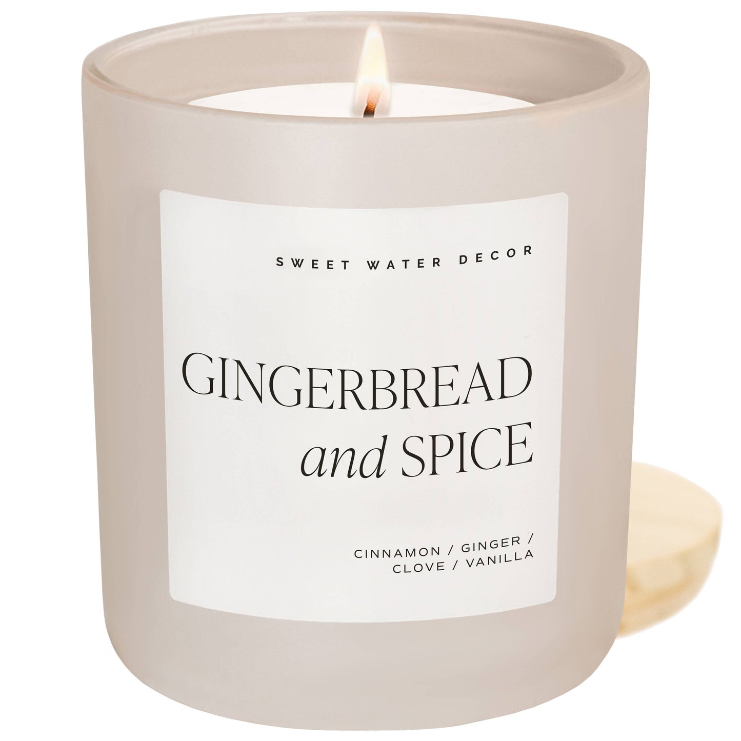 Sweet Water Decor - Gingerbread and Spice Soy Candle, Matte Jar - 15 oz