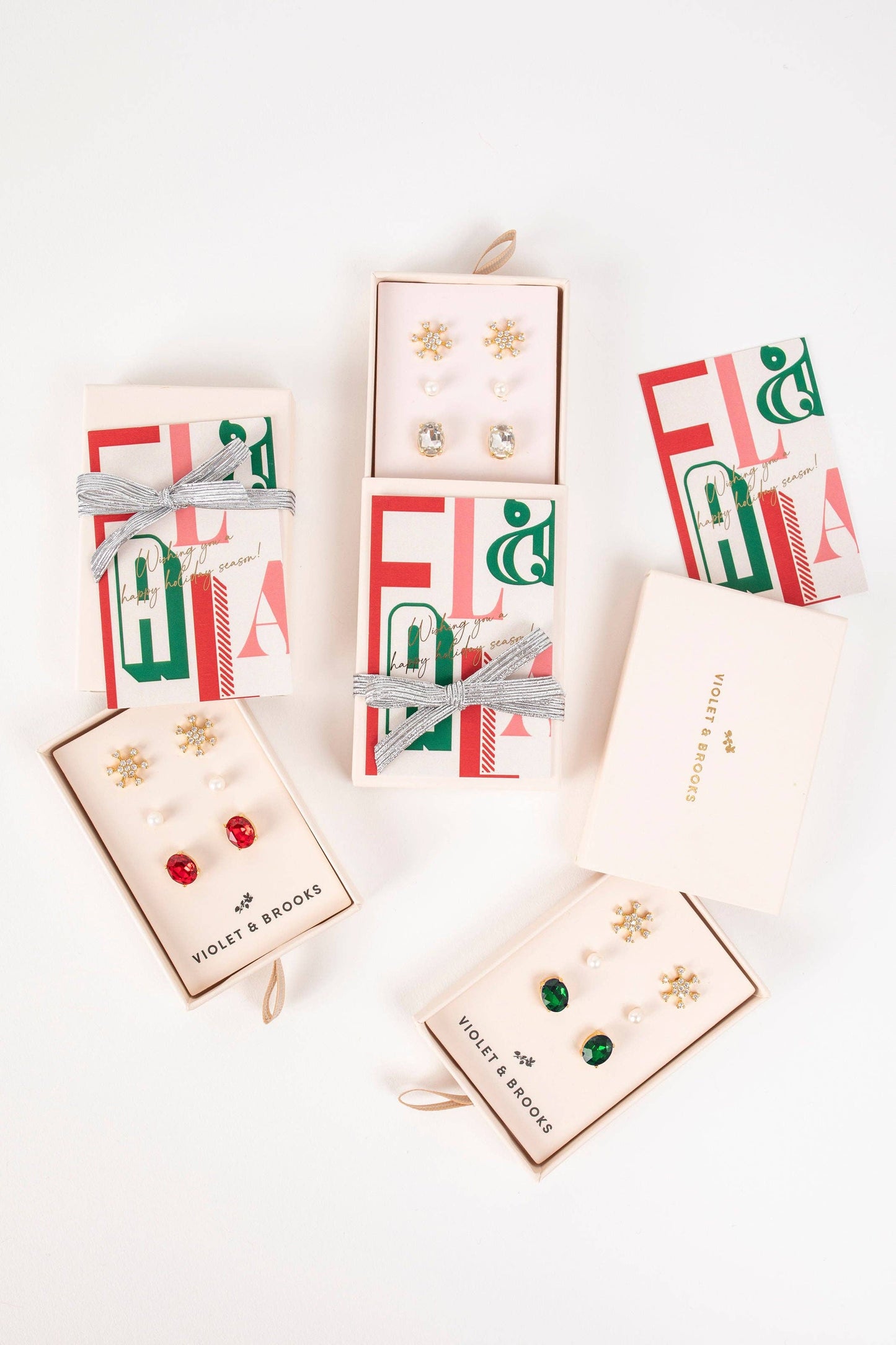 Violet & Brooks - Clara Boxed Holiday Earrings - Emerald