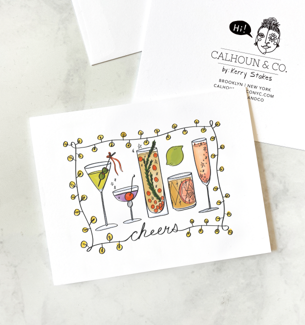 Calhoun & Co. - Cheers Cocktails Holiday Celebrate Greeting Card