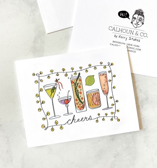 Calhoun & Co. - Cheers Cocktails Holiday Celebrate Greeting Card