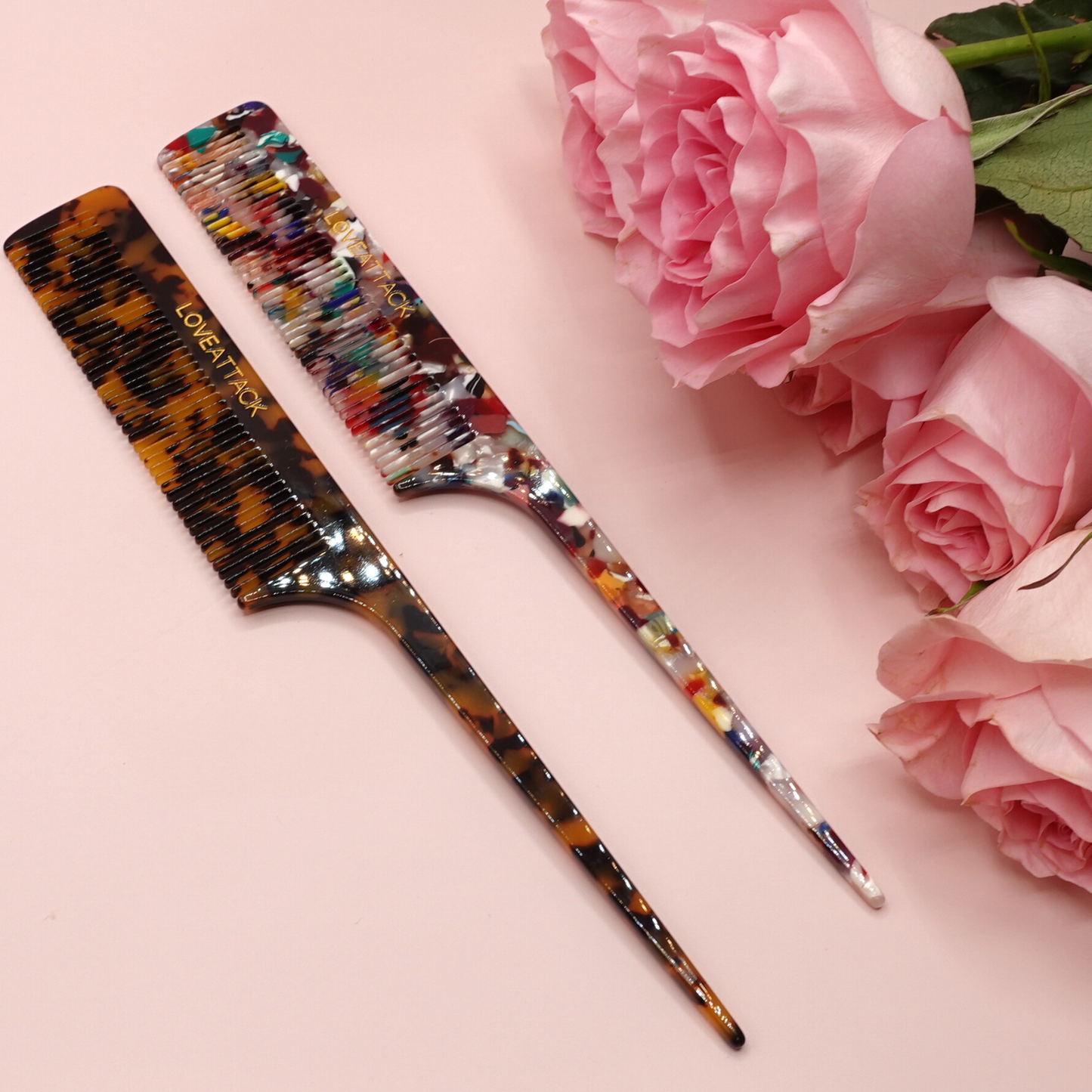 Love Attack - Cellulose Acetate Tail Hair Comb: Dark Tortoiseshell