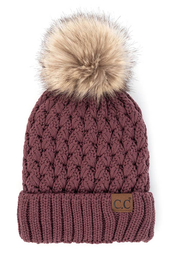 Hana - C.C Lattice Crossover Stitch Beanie Winter Hat