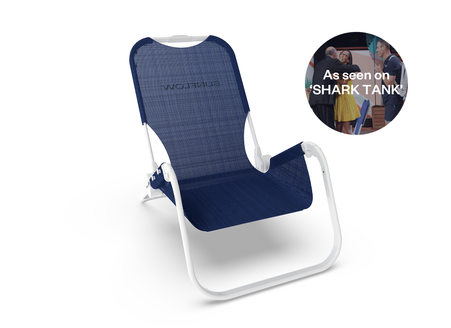 SUNFLOW - The Original Chair: Deep Blue Stripe / The Original Chair with Sun Shade and Drink Holder