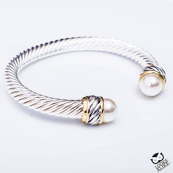 My Best Kept Jewelry - Dressy Pearl Cable Bangle