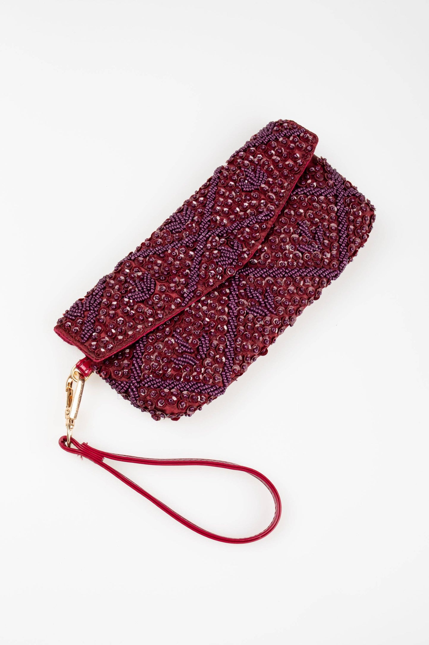 Violet & Brooks - Lila Sequin Clutch - Burgundy