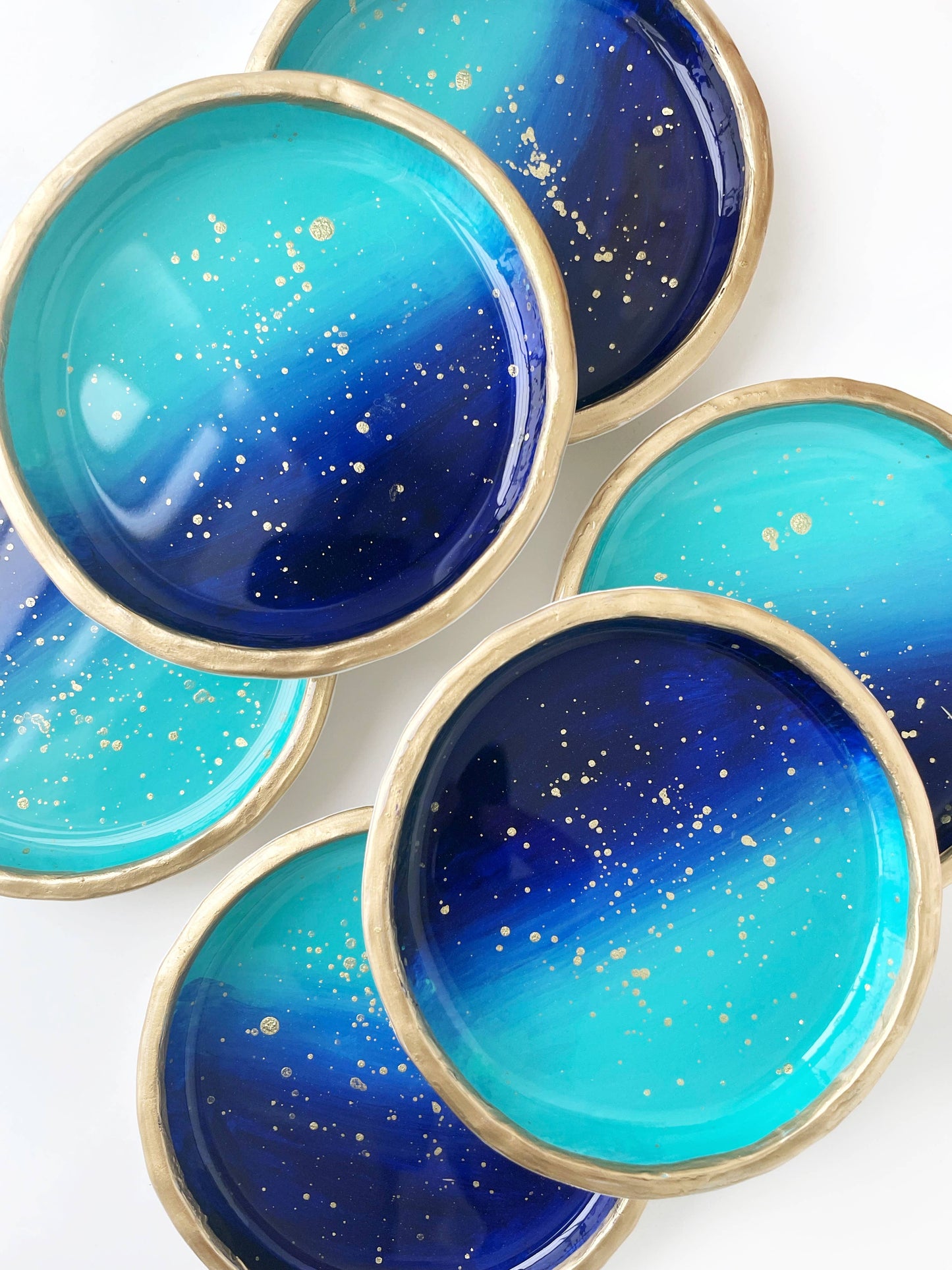 YFL Art & Home Decor - Blue Ombre with gold speckles - Ring Dish