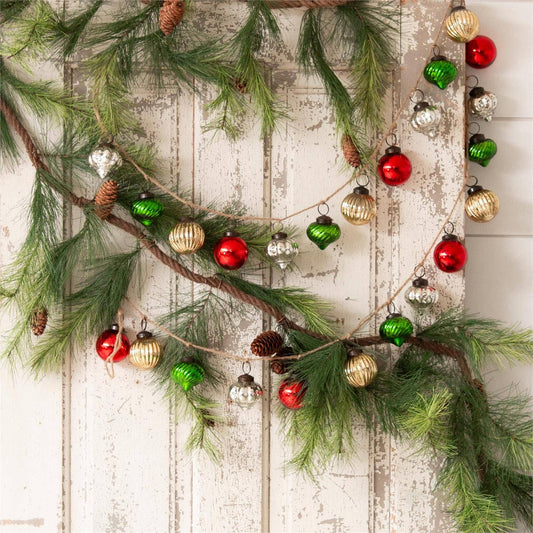Audrey's - Colored Mercury Glass Ornament Garland