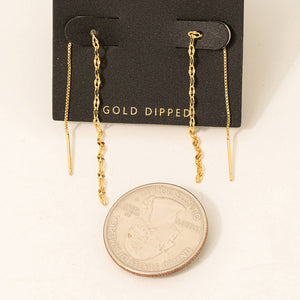 Fame Accessories - Gold Dipped Dainty Chain Threader Earrings
