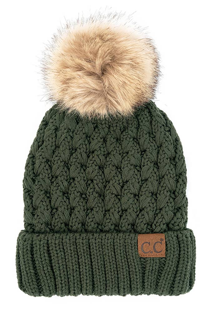 Hana - C.C Lattice Crossover Stitch Beanie Winter Hat