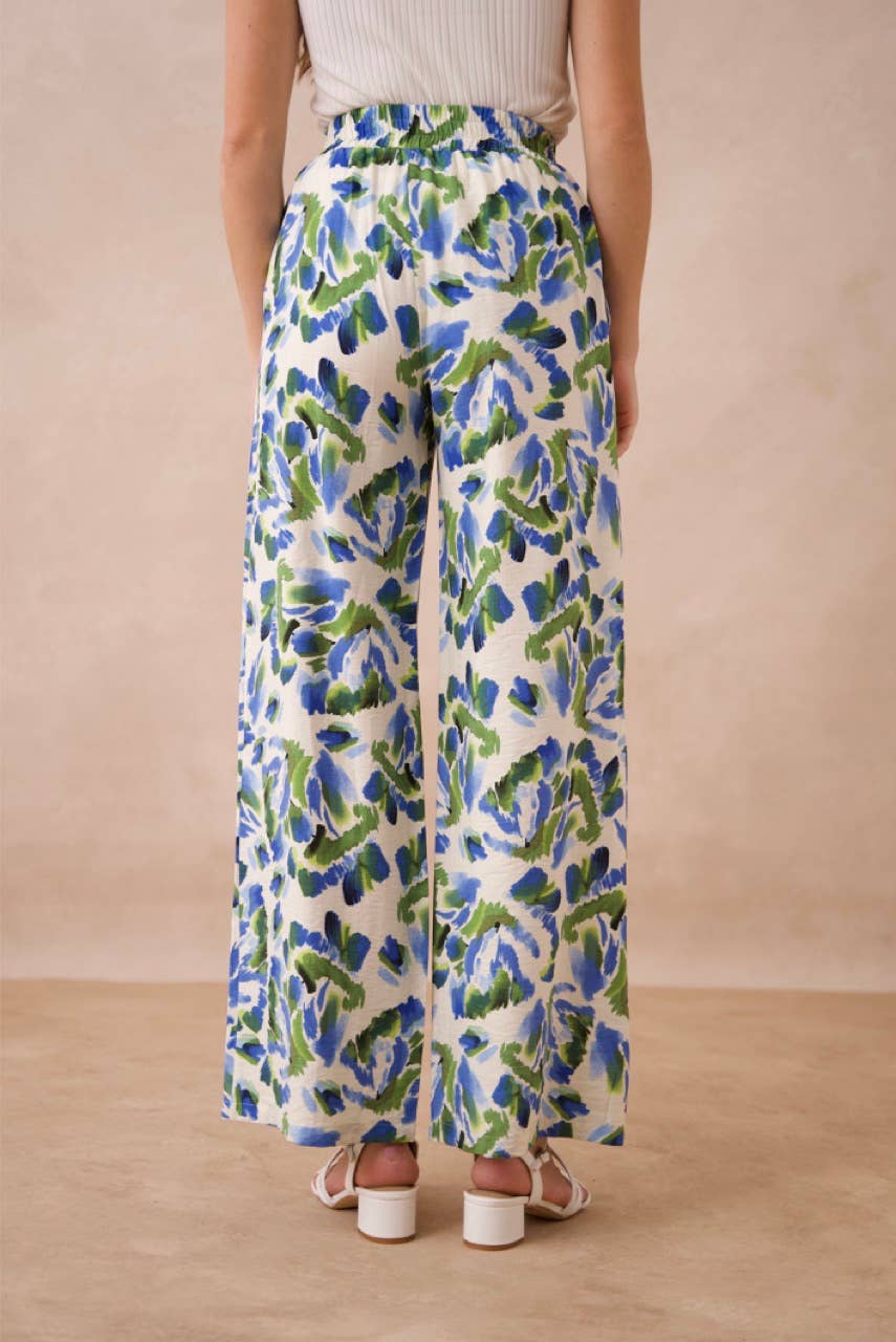 Choklate Paris - Printed Viscose Palazzo Pants - Blue/Green