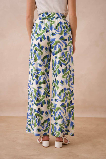 Choklate Paris - Printed Viscose Palazzo Pants - Blue/Green