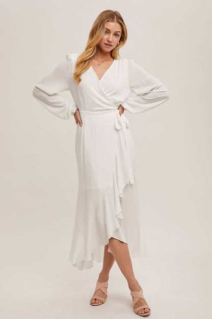 Bluivy - Ruffle Hem Maxi Wrap Dress