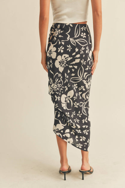 MIOU MUSE - Printed Ruched Skirt - Rust