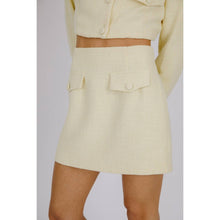 STORIA - Tweed Monochromatic Pastel Mini Skirt - Yellow