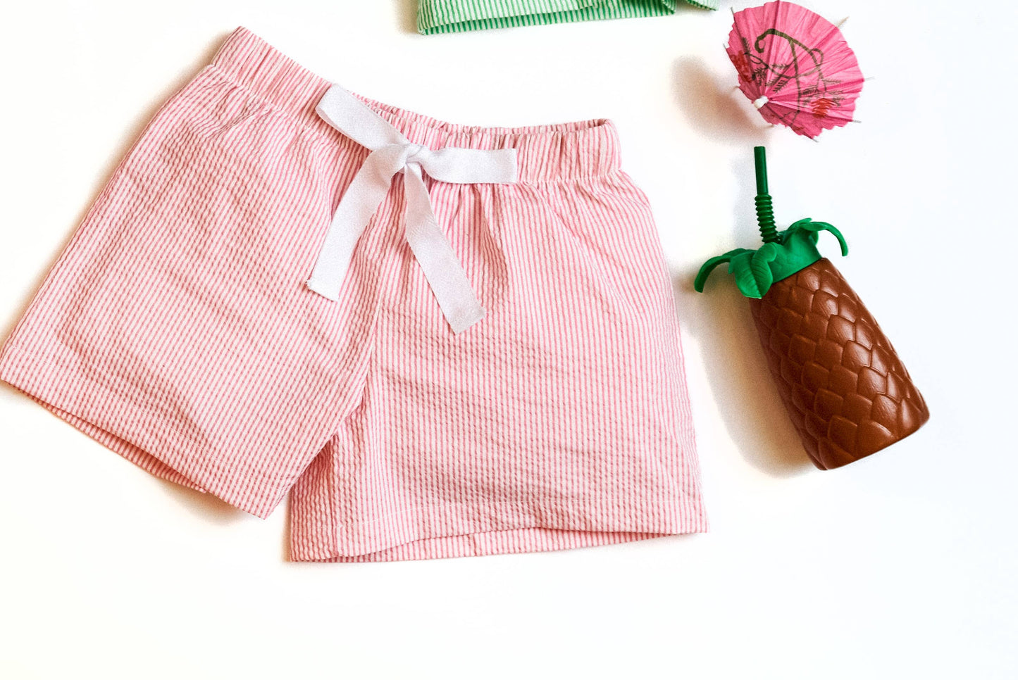 Love That Cotton - Seersucker Lounge Shorts - Pink