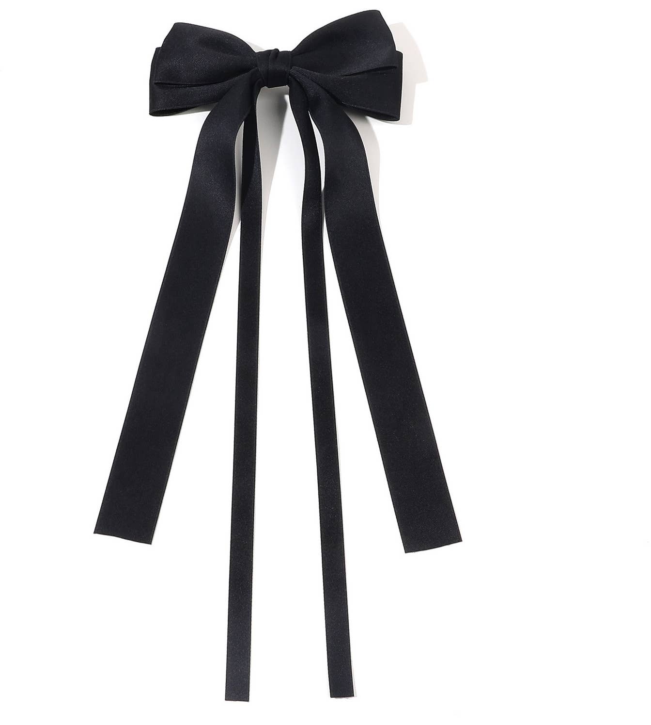 Adorro - Double Layered Bow Long Ribbon Barrette Clip