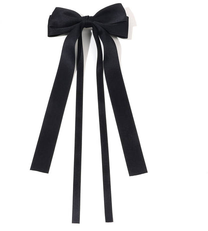 Adorro - Double Layered Bow Long Ribbon Barrette Clip