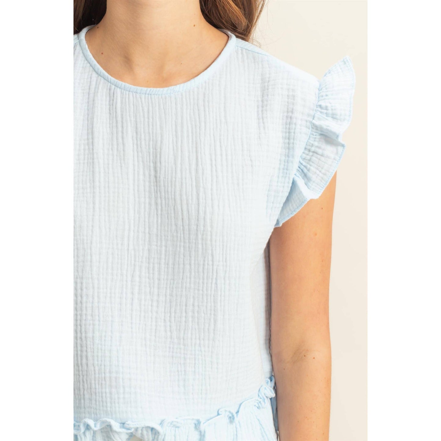 HYFVE - HF25A845-Double Gauze Ruffle Detail Sleeveless Top