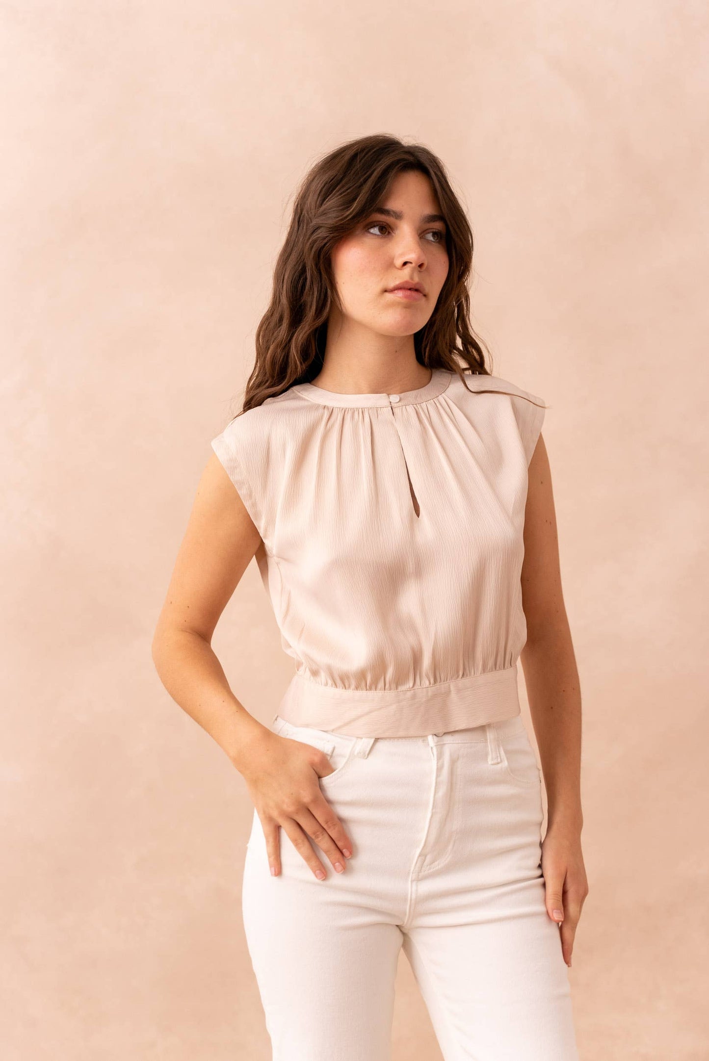 Choklate Paris - Maguie Crop Top with Bow - Beige