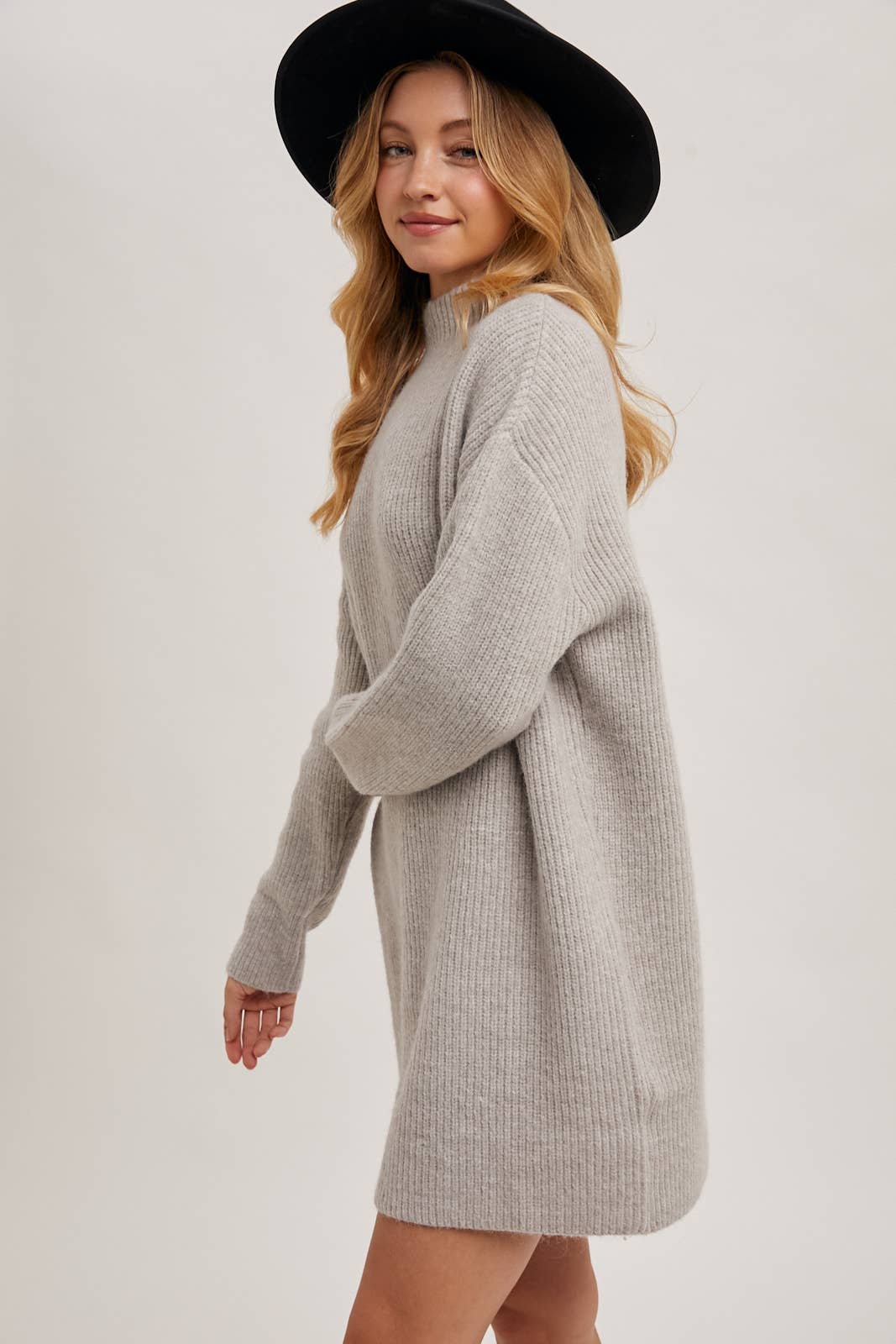 Bluivy - Mock Neck Knit Sweater Dress