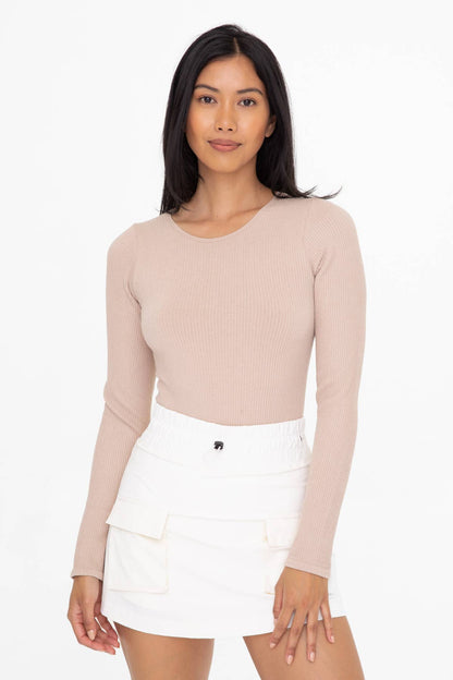 Mono B - Ribbed Seamless Long Sleeve Bodysuit - Nude