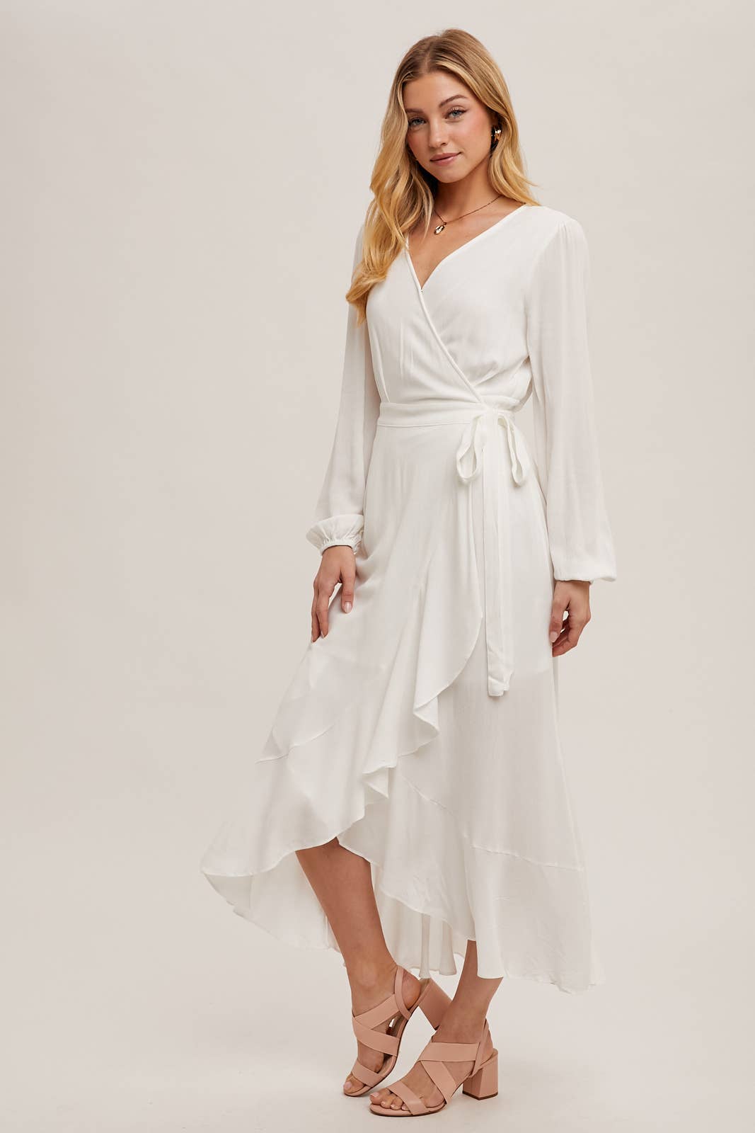 Bluivy - Ruffle Hem Maxi Wrap Dress