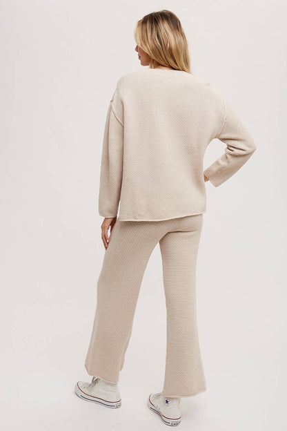Bluivy - Textured Knit Set - Oatmeal