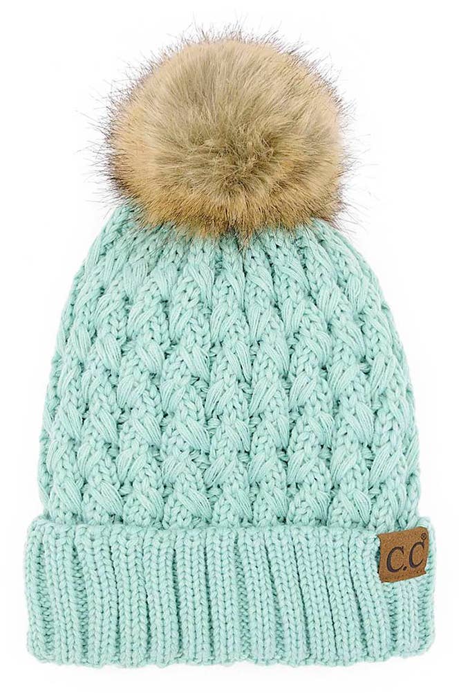 Hana - C.C Lattice Crossover Stitch Beanie Winter Hat