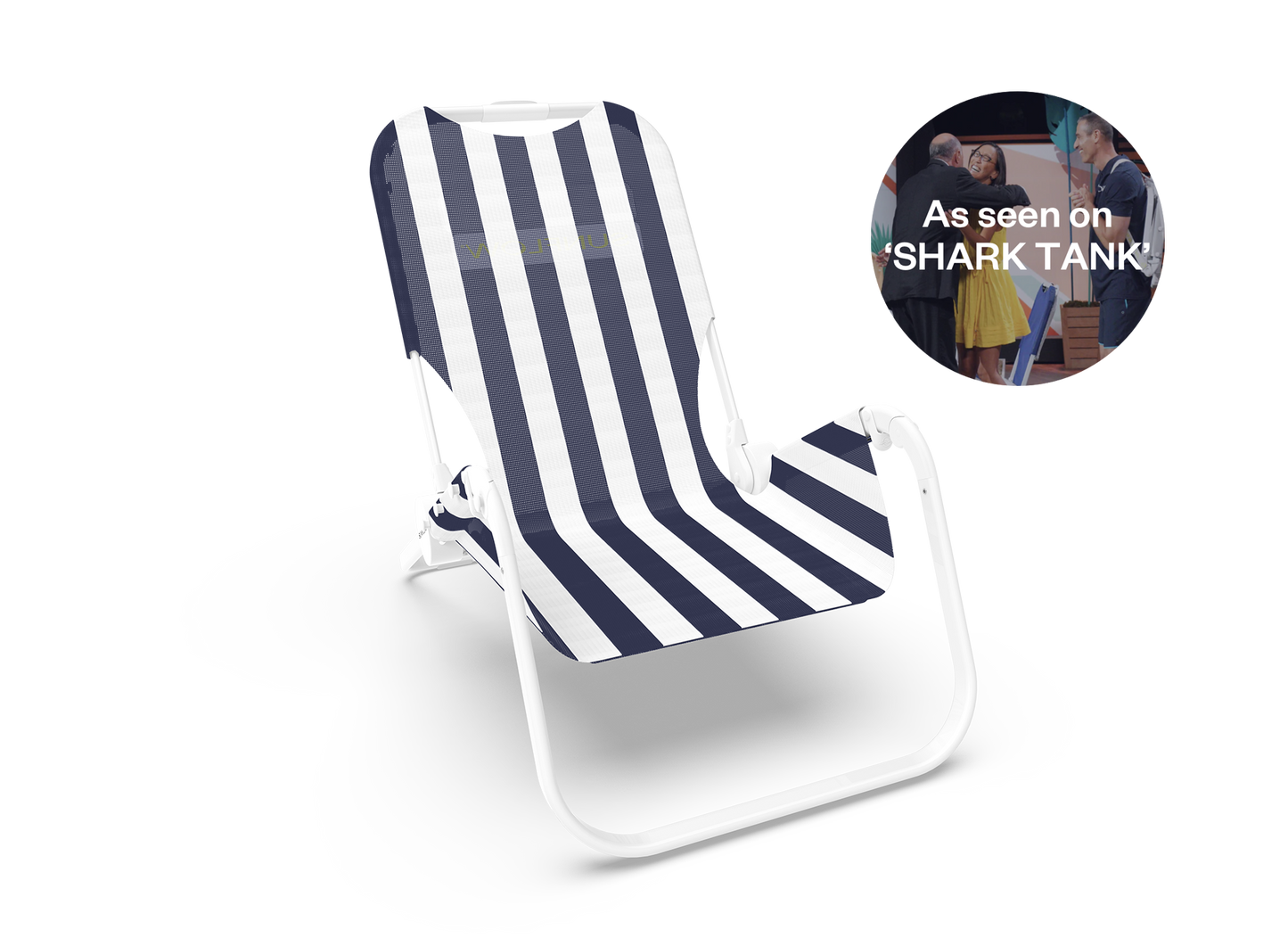 SUNFLOW - The Original Chair: Deep Blue Stripe / The Original Chair with Sun Shade and Drink Holder