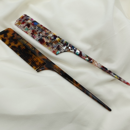 Love Attack - Cellulose Acetate Tail Hair Comb: White Tortoiseshell