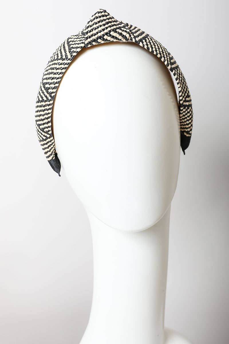 Leto Accessories - Bohemian Straw Rattan Knotted Headband - Black