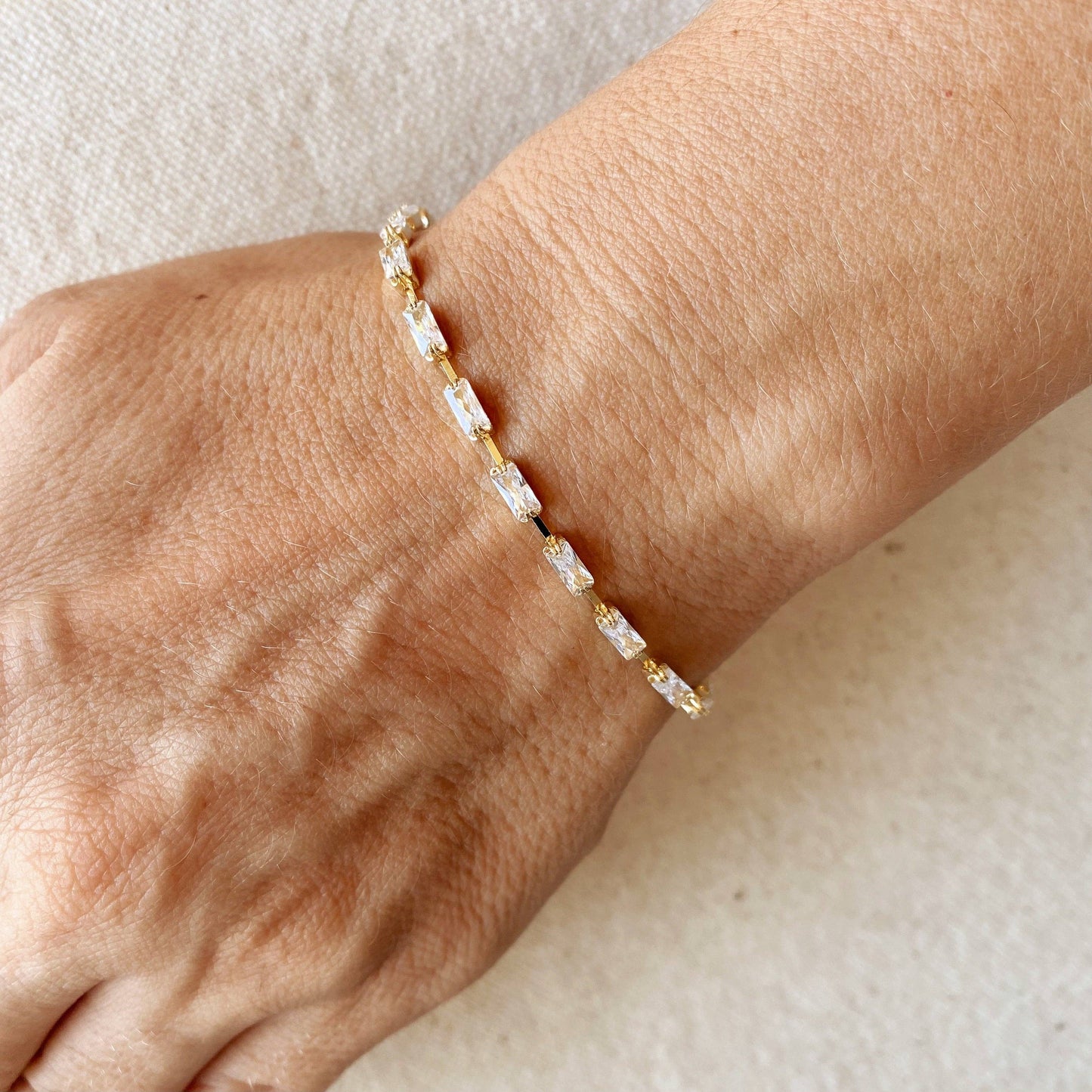 GoldFi - 18k Gold Filled Sideway Baguette Tennis Bracelet