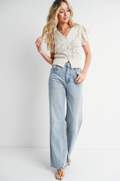 Bluivy - Crochet Button Down Top - Natural