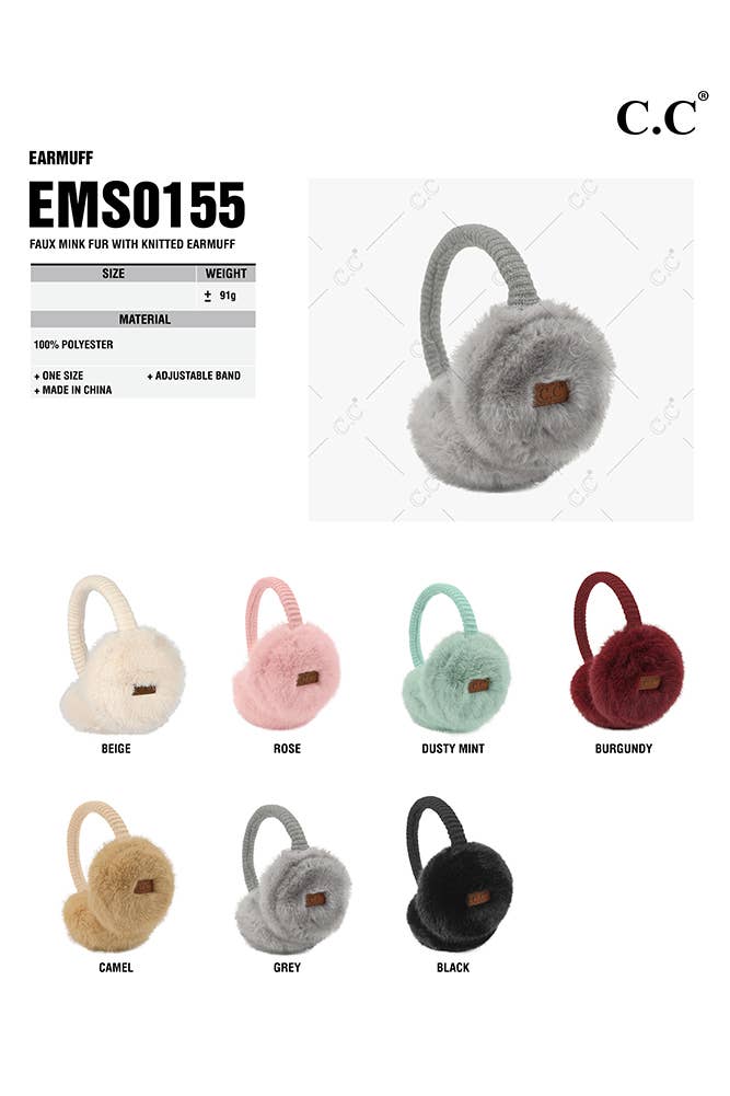 Hana - C.C Faux Mink Fur Knitted Earmuff