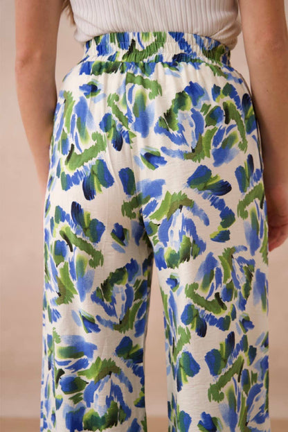 Choklate Paris - Printed Viscose Palazzo Pants - Blue/Green