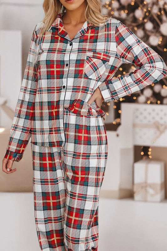 Little Daisy Closet - Christmas Plaid Long Sleeve Shirt and Pants Pajama Set
