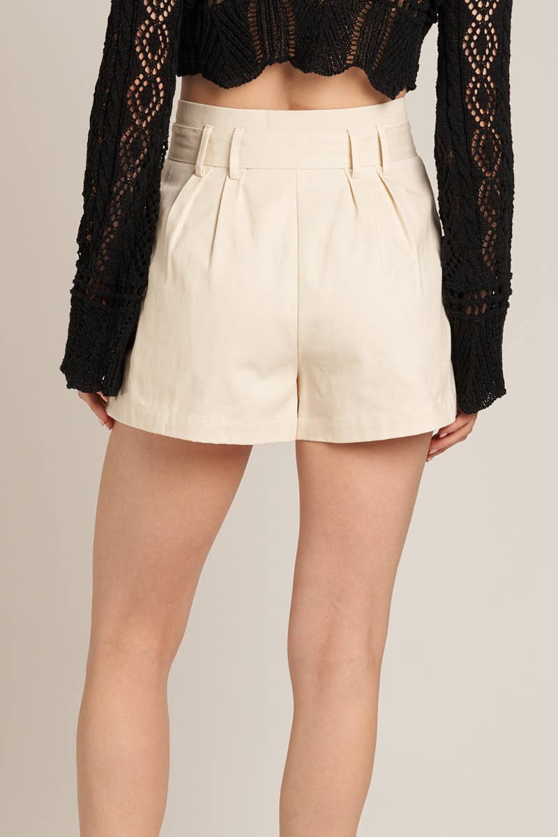 En Crème - High Waisted Paperbag Shorts